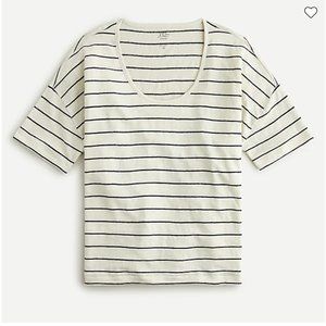 J. Crew Relaxed linen scoopneck T-shirt in stripe, Med